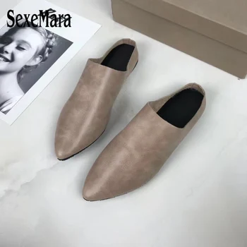SexeMara de moda, design de Lux a Subliniat Toe Femei Papuci Sandale din piele Flip Flops de sex Feminin culoare Pură pantofi Plat