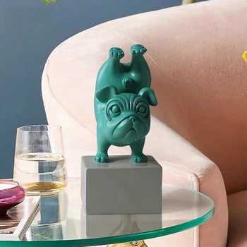 Rășină Abstract Yoga Câine Buldog Figurina-Statueta Sculptura Animal Statuie Desktop Ambarcațiuni Acasă Living Ornamente Decor
