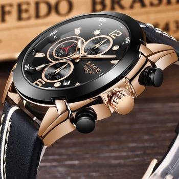Ceas Barbati 2020 LIGE Moda Mens Ceasuri de Top de Brand de Lux Cuarț Ceas Masculin Casual din Piele rezistent la apă, Cronograf Relojes Hombre