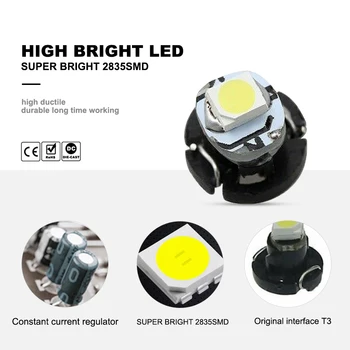 ANMINGPU 10x Lampa Semnal T3 Led-uri Canbus 2835 5050 Chips-uri T4.2 T4.7 Led-uri Auto de Bord instrument de Lumina Auto Interior Partea de Lumina, 12V