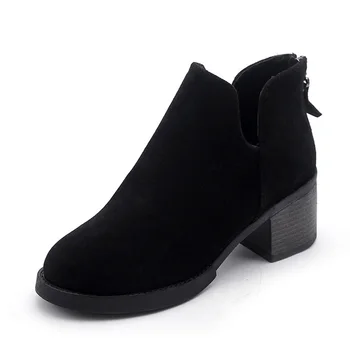 2019 Noi Cizme de Toamna de Moda Negru Glezna Cizme pentru Femei Pantofi pentru Femeie Tocuri Groase Turma Platforma Toc cu Fermoar Doamnelor Cizme