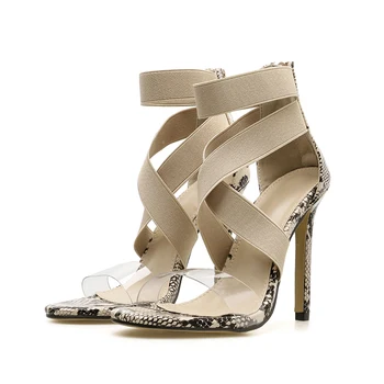 Femei Sandale Toc 11.5 cm Moda Gladiator Tocuri inalte Întinde Glezna Curea Sandale 2019 Vara Doamnelor Petrecere Pompe de Pantofi Marime Mare