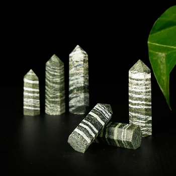 1 BUC verde natural zebra piatra are dungi alb minereu hexagon streak Cristal mineral punct de minerale acasă decorare DIY cadou