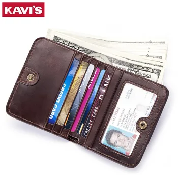 KAVIS Mici Card Holder din Piele Portofel Bărbați Poseta de Monede Mini Portomonee Clemă pentru Sac de Bani Slim pentru Buzunar cu Fermoar