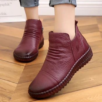 GKTINOO Moda Toamna Cizme Plate din Piele Glezna Pantofi Casual Vintage Pantofi de Brand Design Retro Handmade Femei Boot