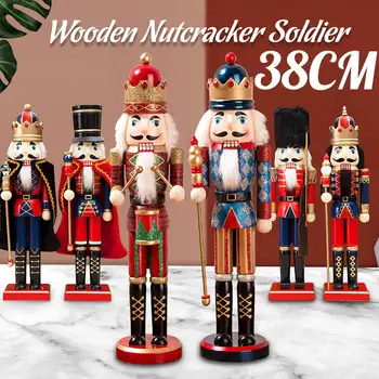 38CM Crăciun din Lemn spargatorul de Nuci Soldat Bijuterii Decorarea Camerei Copiilor Ornament Cadou de Crăciun Artizanat spargatorul de Nuci de Păpuși