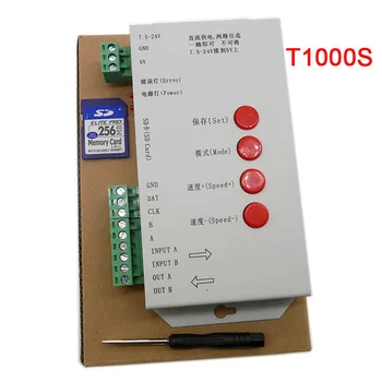RGB full color Controller T1000S 2048 Pixeli DMX 512 Controller Card SD WS2801 WS2811 WS2812B LPD6803 Benzi cu LED-uri DC5V 12V 24V