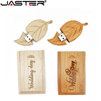 JASTER (10buc gratuit logo-ul) frunze de Copac +CUTIE unitate flash usb pen drive usb 2.0 4GB 8GB 16GB 32GB 64GB de Moda en-gros cadou