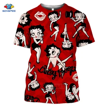 Anime Statuia Libertății Betty Boop Desene animate T-shirt Scrisoare Topuri Femei T Shirt Femei Roz Amuzant Tricouri Barbati Topuri Tricouri Homme H51