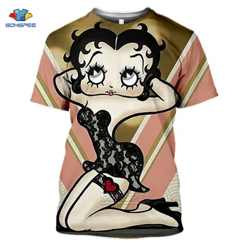 Anime Statuia Libertății Betty Boop Desene animate T-shirt Scrisoare Topuri Femei T Shirt Femei Roz Amuzant Tricouri Barbati Topuri Tricouri Homme H51