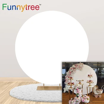 Funnytree personalizat alb pur rundă de fundal DIY nunta petrecere de ziua decor fundal acoperi photobooth photocall
