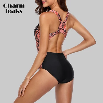 Charmleaks-O Singură Bucată Femei De Sport Costume De Baie Costume De Baie Sport Căptușit Bikini Backless Plajă Purta Costume De Baie Monokini