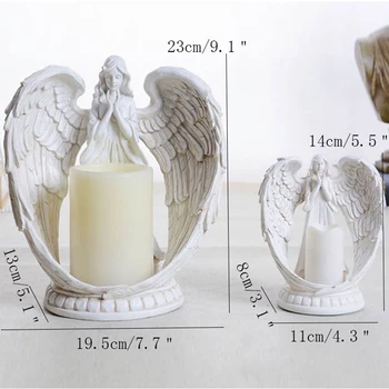 Creative Rășină Înger Figurine Electronice Sfeșnic Meserii Decor Acasă Înger Miniatură Suport Lumanare Ornamente, Cadouri De Nunta
