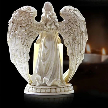 Creative Rășină Înger Figurine Electronice Sfeșnic Meserii Decor Acasă Înger Miniatură Suport Lumanare Ornamente, Cadouri De Nunta