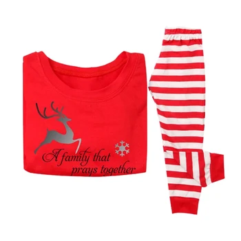 2020 Vacanță de Familie de Crăciun Pijamale Cerb PrintingT-tricou+ Dungi Imprimate Pantaloni Set de Familie Potrivire Haine de Familie Sleepwea