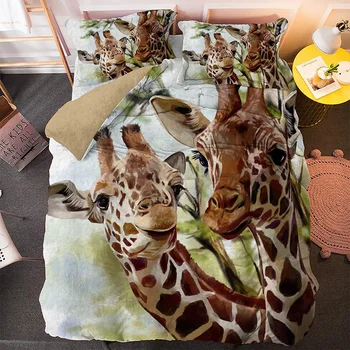 Animale drăguț Tigru Bufnita Girafa Carpetă Acopere Set de lenjerie de Pat Pentru Copii, Adulți Bedcloth 2/3pcs Regina King Pat Dublu Seturi