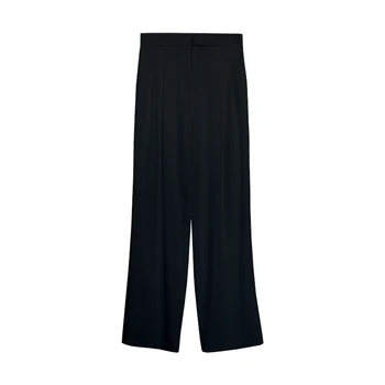 Vara Largi Picior Pantaloni Pentru Femei De Moda Solid Alb Negru Full-Lungime Vrac Moale De Agrement Munca Poarte Pantaloni Doamnelor