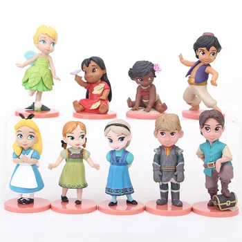 Disney Princess Jucării 9pcs 5-8cm Frozen Elsa, Anna, Kristoff Moana Zână de Acțiune Figura Păpuși pentru Copii Jucarii Pentru Copii Cadouri