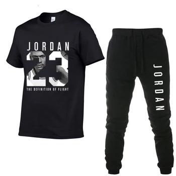 Noi de Vânzare la Cald pentru Bărbați Seturi de Camasi+pantaloni Două Bucăți Seturi Casual Trening de sex Masculin 2020 Casual Tricou de Imprimare Jordan 23 Pantaloni Barbati