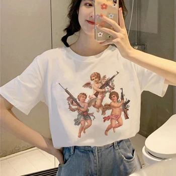Angel Estetice Kawaii Tricou Femei Harajuku coreeană Stil T-shirt Ullzang Drăguț Grunge Tricou 90 Grafic de Moda de Top Tee de sex Feminin