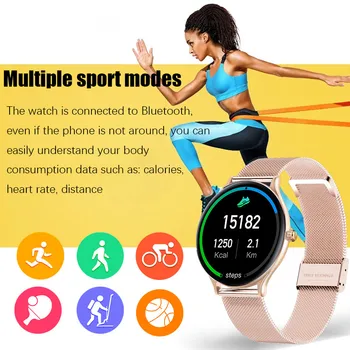 LIGE Doamnelor Ceas Inteligent Femei smartwatch Sport și Sănătate Tracker de Fitness Impermeabil cerc Complet touch screen reloj inteligente