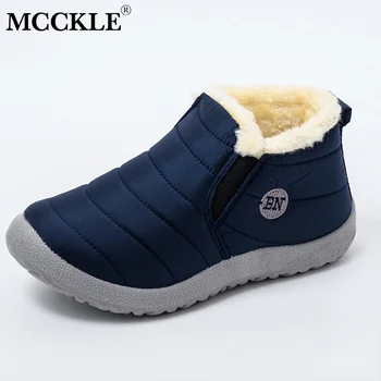 MCCKLE Cizme de Zapada pentru Femei Pantofi de Cald Blana de Pluș Glezna Cizme de Iarna Femei Alunecare Pe Pantofi Casual Plat Impermeabil Ultralight Încălțăminte