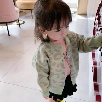 Coreeană Fete Pentru Copii Leopard De Imprimare Cardigan Haina De Toamna Copii Copii Pulover Tricotat Sacou De Îmbrăcăminte De Înaltă Calitate