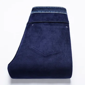SHAN BAO Clasic Insigna Bărbați Montate Direct Denim Jeans Fleece Gros de Iarna Cald de Lux de Înaltă Calitate de Brand Blugi Talie Mare