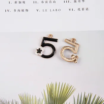10buc Floare Numărul Cinci Email Farmece Pandantive de Aur in Baza 5 din Metal Cercei Bratara Găsirea OL Stil de Bijuterii Accesorii YZ778