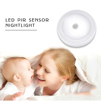 Smart Senzor de Mișcare PIR, Lumina de Noapte În Cabinetul Lumini LED pentru Bucatarie 6 Led-uri Lampă de Noapte Dulap Coridor Lampă de Perete Baterie