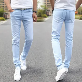 Oamenii Stretch Blugi Skinny de sex Masculin de Designer de Brand Super Elastic Pantaloni Drepte Blugi Slim Fit Denim Moda Blugi pentru bărbați, Albastru