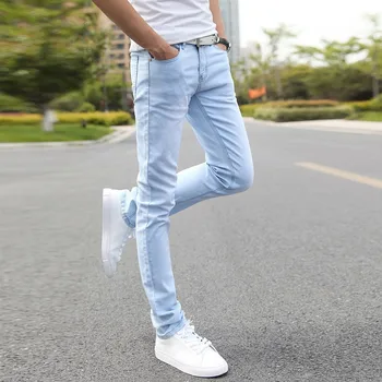 Oamenii Stretch Blugi Skinny de sex Masculin de Designer de Brand Super Elastic Pantaloni Drepte Blugi Slim Fit Denim Moda Blugi pentru bărbați, Albastru