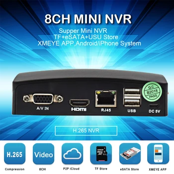 Noi 8ch H. 265 5MP MINI NVR Rețea Înregistrare Video pentru Suport Camera IP P2P eSATA TF Slot USB Mouse-ul de Control de la Distanță