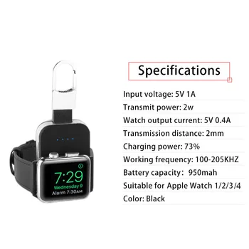 Încărcător Wireless QI pentru Apple Watch 4 1 2 3 Portabil Mini Acumulator Extern Powerbank Breloc Încărcător Wireless pentru iWatch 2 3 4