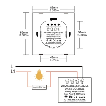 UE 86 Versiunea WIFI a Comuta RF433 Comutator de Lumină Inteligent Fără Fir Neutru Singur Foc de Viață Inteligentă Tuya Aplicație Funcționează Cu Alexa de Start Google