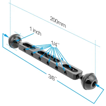 BGNing Dual Ball CNC Brațul Conectorului Sistemului Capul Mingea Extensie Bara pentru Strobe/Lumina video & Scufundări Subacvatice Camera Tava/Mâner