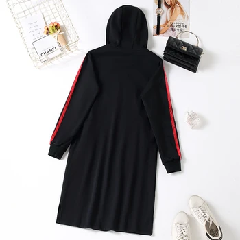 Supradimensionat tricou hanorac femei marime mare pentru femei 4xl 5xl 3xl negru cu glugă topuri cu maneci lungi, cu buzunare coreean primavara toamna
