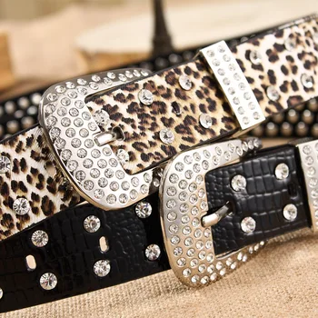 Autentice din Piele de Leopard Cereale leopard insertie Curea Pentru Femei de Moda Pin Cataramă de Talie Femei Rivet Set Melc Curea de Piele de sex Feminin