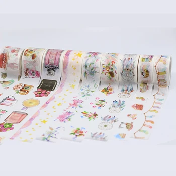 Alideco 10 buc Washi de Mascare Benzi de Desene animate Șosete Bea Tort Decorative Adeziv Scrapbooking DIY Hârtie Japoneză Autocolante 10m