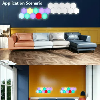 RGB Cuantelor de Lumină LED-uri Senzor de Noapte Lumina Schimbătoare Colorate Hexagonale Lămpi de Noapte DIY Decorative Magnetic Lămpi de Perete