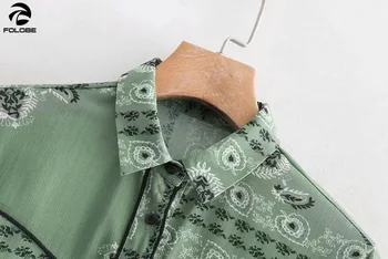 FOLOBE Lumina Verde Calitate de Designer Bluze Femei Bluza Vintage Retro Doamnelor Biroul Tricouri Femei Topuri Si Bluze Tricou de Imprimare