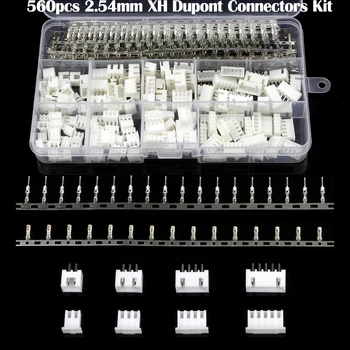 560Pcs 2.54 mm Dupont Set de conectori Jumper Wire Cablu Pin Header Pin de Locuințe și de sex Masculin / de sex Feminin Pin Cap Terminal Adaptor