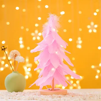 LED luminos Elegant cu Pene de Pom de Craciun Mini 11.8 Inch Crăciun Decor Acasă Ornamente 30cm Crăciun Copaci