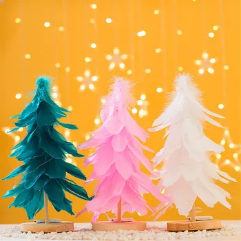 LED luminos Elegant cu Pene de Pom de Craciun Mini 11.8 Inch Crăciun Decor Acasă Ornamente 30cm Crăciun Copaci