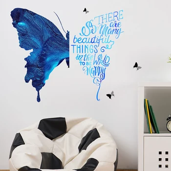 Frumos Albastru Fluture Mare de Autocolante de Perete pentru Camera Copii Living Dormitor Decalcomanii de Perete Decor Acasă Decorative Autocolante PVC