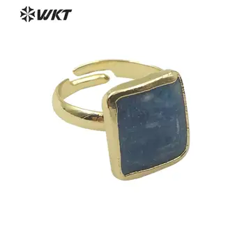 WT-R350 natural Superb albastru cianit inel de femei populare aleatoriu forma inel de piatră în mărime reglabilă