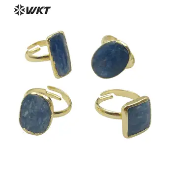 WT-R350 natural Superb albastru cianit inel de femei populare aleatoriu forma inel de piatră în mărime reglabilă