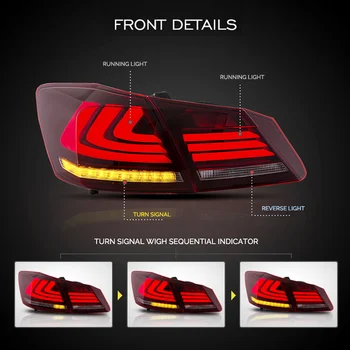 LED optic spate pentru Honda Accord 2013 spate cu LED-uri Lampa cu Reverse Lumina de Cotitură Lumina de Semnalizare, Lumina de Frână