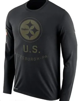 Pittsburgh Bărbați Cămașă de Gât Steelers Salut la Serviciu Margine Legenda Performanță Maneca Lunga T-Shirt Olive