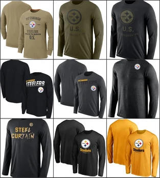 Pittsburgh Bărbați Cămașă de Gât Steelers Salut la Serviciu Margine Legenda Performanță Maneca Lunga T-Shirt Olive